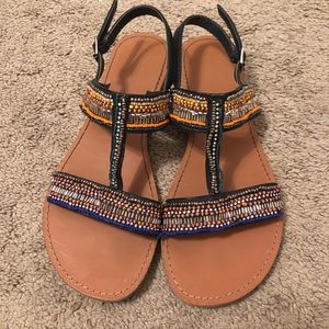 Beaded flat sandals